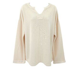 Cream Pullover Top Sweater Women XL NWT Cuffed Long Sleeve Casual Knit Merokeet